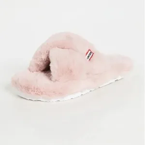 New Hunter Faux Fur Flatform Slide Crossover Straps VeganSandals Pink Size 6