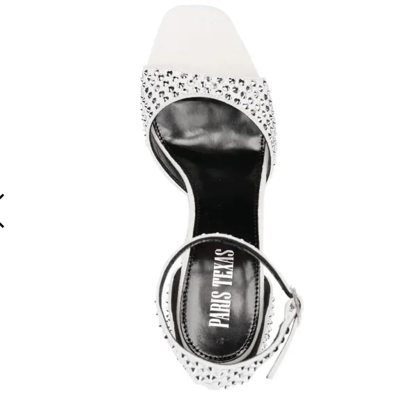 NEW IN BOX Paris Texas Holly Fiona 100mm Heeled Sandals in Silver Diamond 8.5