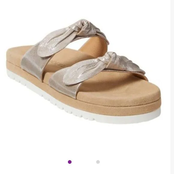 New Jack Rogers Platinum Double-Knot Monica Leather Sandal - Women size 8