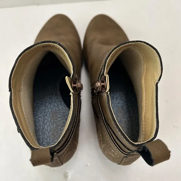 New Jambu JBU NINA Sz 6.5 M Platform Ankle Boots Booties Brown Shoes Zip Embroid