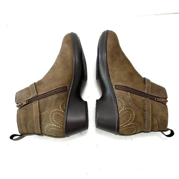 New Jambu JBU NINA Sz 6.5 M Platform Ankle Boots Booties Brown Shoes Zip Embroid