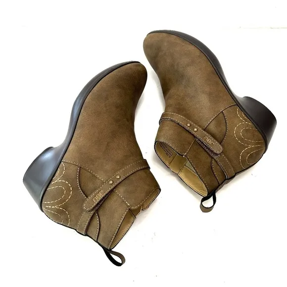 New Jambu JBU NINA Sz 6.5 M Platform Ankle Boots Booties Brown Shoes Zip Embroid