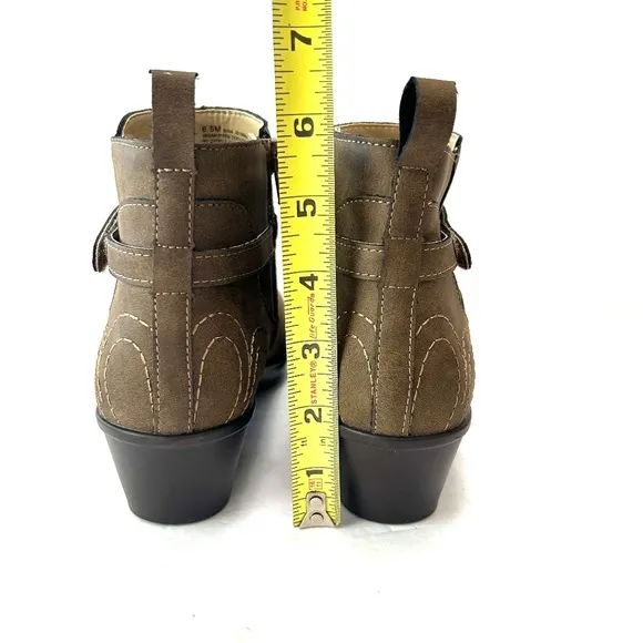New Jambu JBU NINA Sz 6.5 M Platform Ankle Boots Booties Brown Shoes Zip Embroid