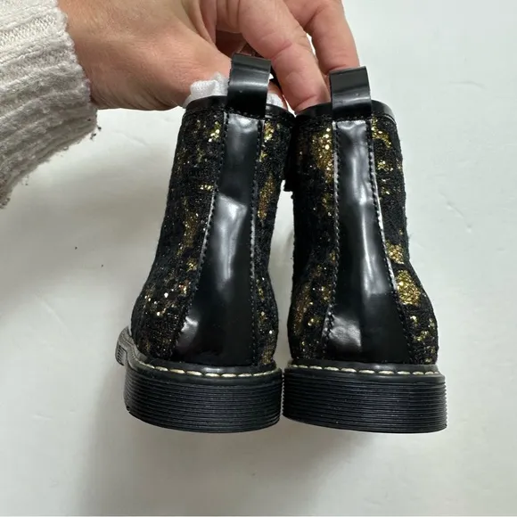 New! Jarrett black metallic/sequins zip boots