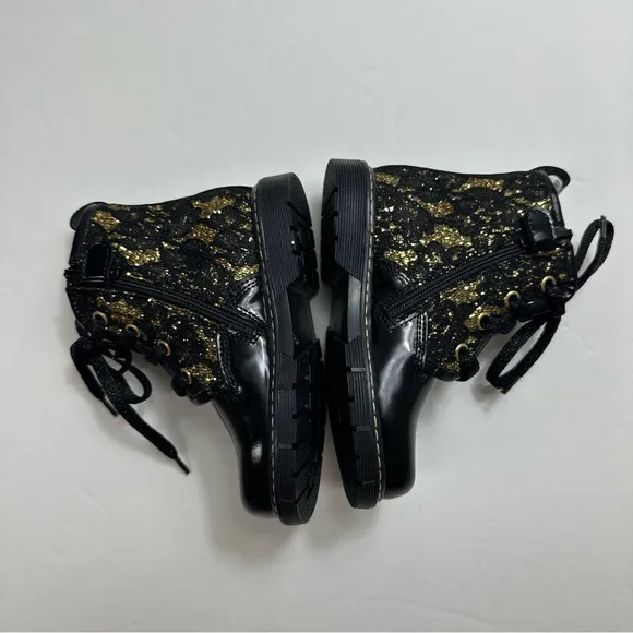 New! Jarrett black metallic/sequins zip boots