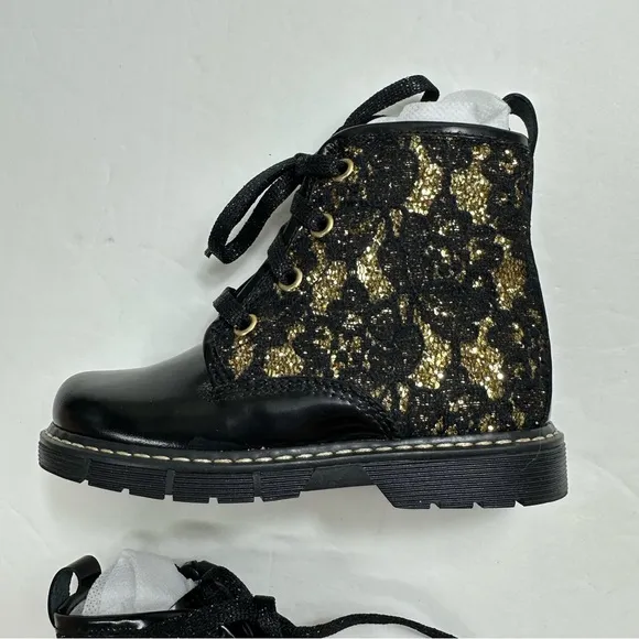New! Jarrett black metallic/sequins zip boots