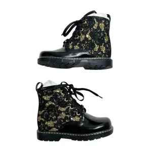 New! Jarrett black metallic/sequins zip boots