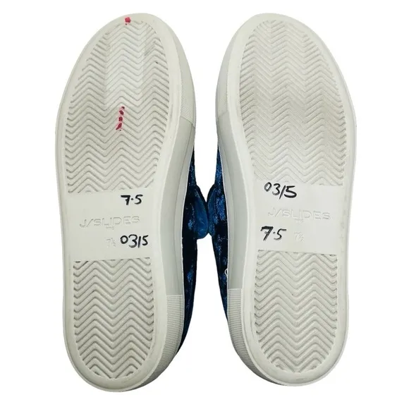 New J/SLIDES Acer Crushed Royal Blue Velvet Slip-On Casual Sneakers size 7.5