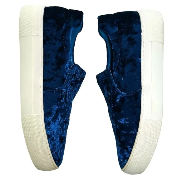New J/SLIDES Acer Crushed Royal Blue Velvet Slip-On Casual Sneakers size 7.5