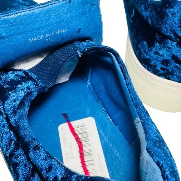 New J/SLIDES Acer Crushed Royal Blue Velvet Slip-On Casual Sneakers size 7.5
