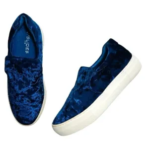 New J/SLIDES Acer Crushed Royal Blue Velvet Slip-On Casual Sneakers size 7.5