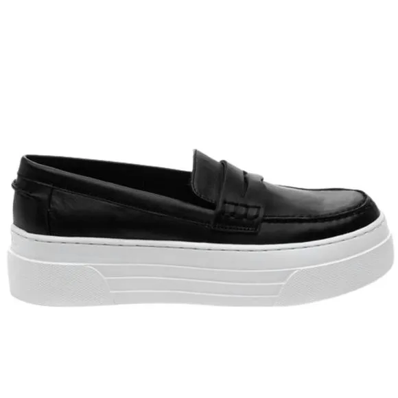 NEW J/SLIDES women's ava leather slip on loafers in black
