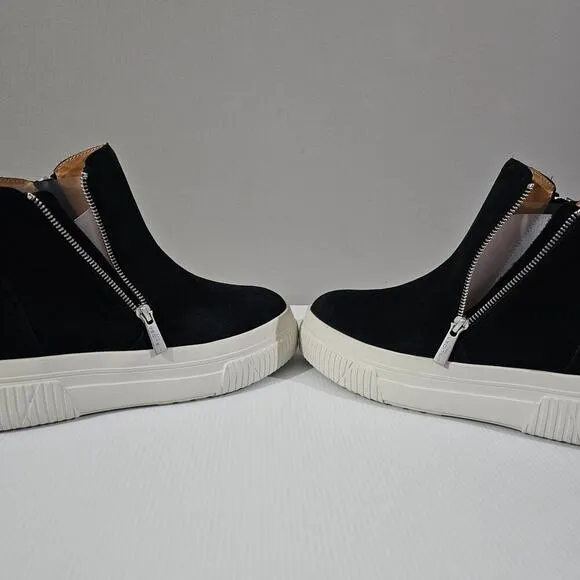 NEW J/Slides Wyona Sneaker Platform Waterproof Zip Up Black Suede Size 10