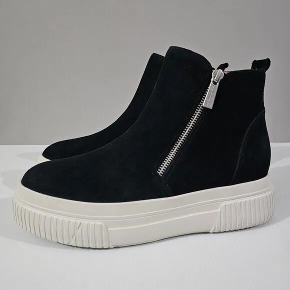 NEW J/Slides Wyona Sneaker Platform Waterproof Zip Up Black Suede Size 10