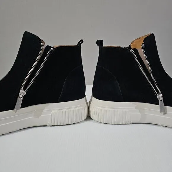 NEW J/Slides Wyona Sneaker Platform Waterproof Zip Up Black Suede Size 10