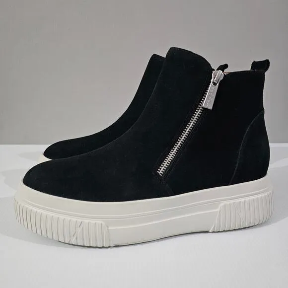 NEW J/Slides Wyona Sneaker Platform Waterproof Zip Up Black Suede Size 10