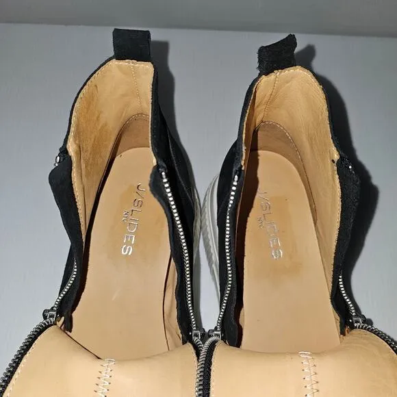 NEW J/Slides Wyona Sneaker Platform Waterproof Zip Up Black Suede Size 10