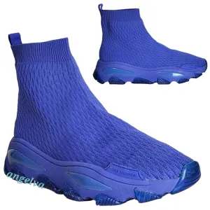 New Kurt geiger london lettie mens knit slip on high top sock sneakers blue