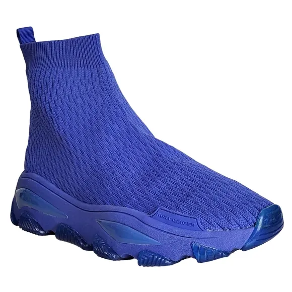 New Kurt geiger london lettie mens knit slip on high top sock sneakers blue