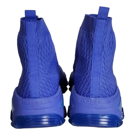 New Kurt geiger london lettie mens knit slip on high top sock sneakers blue