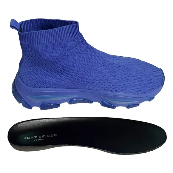 New Kurt geiger london lettie mens knit slip on high top sock sneakers blue