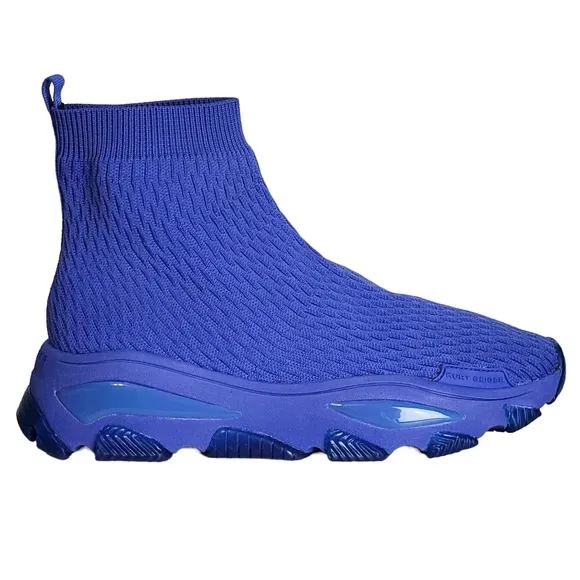New Kurt geiger london lettie mens knit slip on high top sock sneakers blue