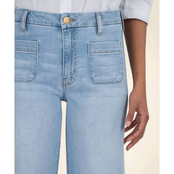 NEW KUT FROM THE KLOTH meg high rise wide leg jeans in fortitude with light base