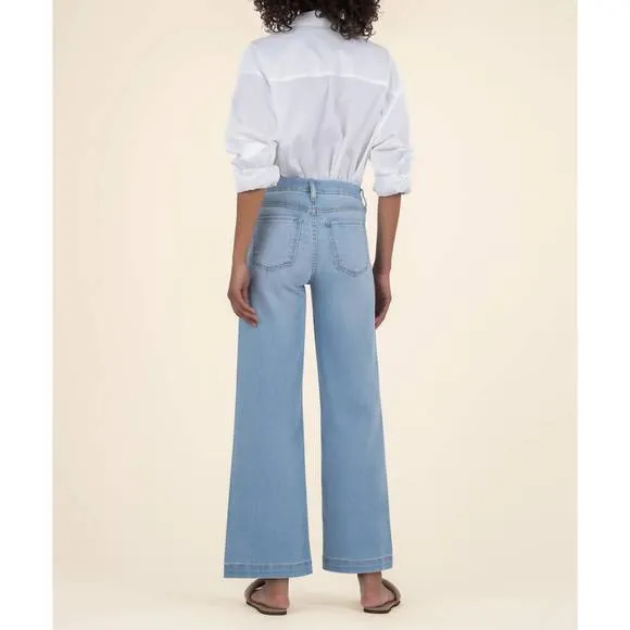 NEW KUT FROM THE KLOTH meg high rise wide leg jeans in fortitude with light base