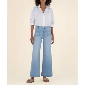 NEW KUT FROM THE KLOTH meg high rise wide leg jeans in fortitude with light base
