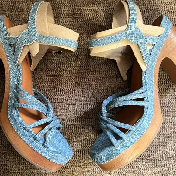 New Lucky Brand Women's Ismene Strappy Platform Denim Dress Sandals 6.5