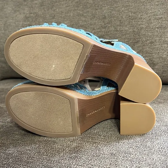 New Lucky Brand Women's Ismene Strappy Platform Denim Dress Sandals 6.5