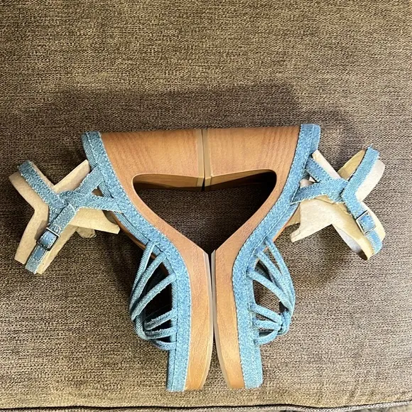 New Lucky Brand Women's Ismene Strappy Platform Denim Dress Sandals 6.5