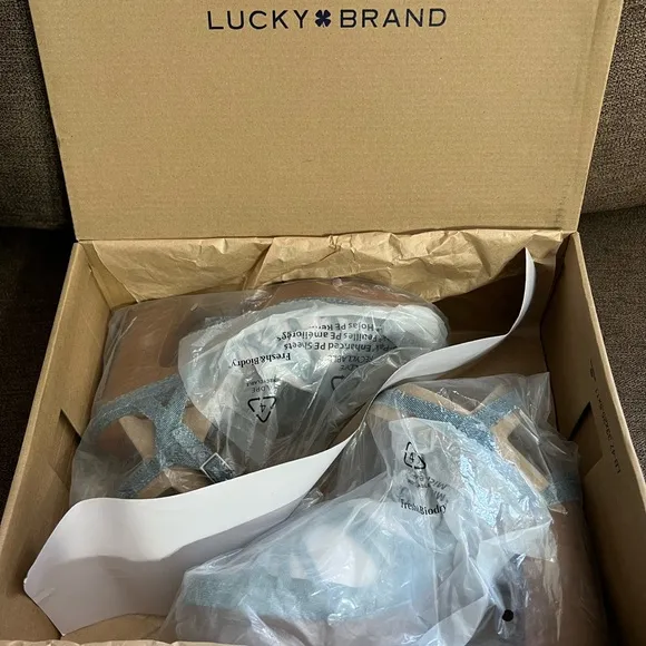 New Lucky Brand Women's Ismene Strappy Platform Denim Dress Sandals 6.5