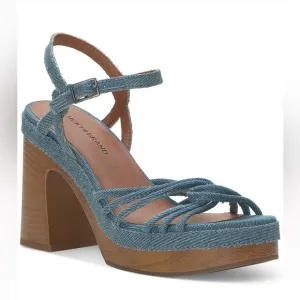 New Lucky Brand Women's Ismene Strappy Platform Denim Dress Sandals 6.5