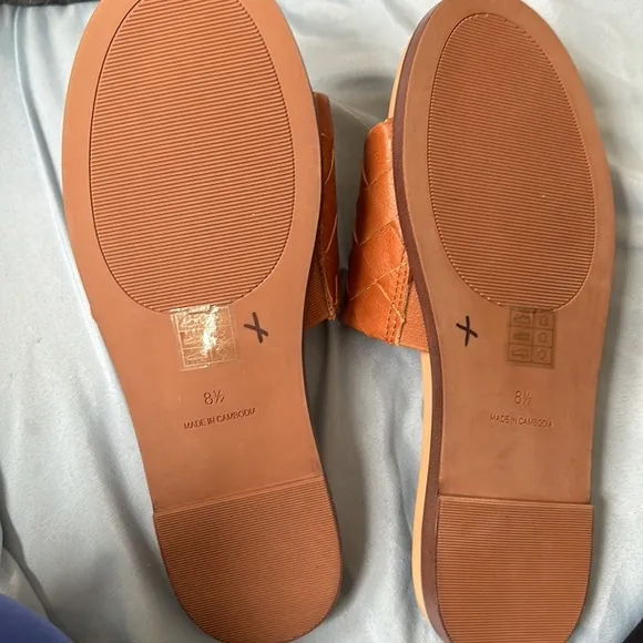 New! Madewell Burnished Caramel The Louisa Slide Sandal in Woven Leather