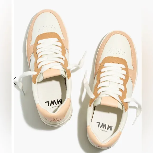 NEW Madewell Court Low-Top Sneakers in Peach Colorblock