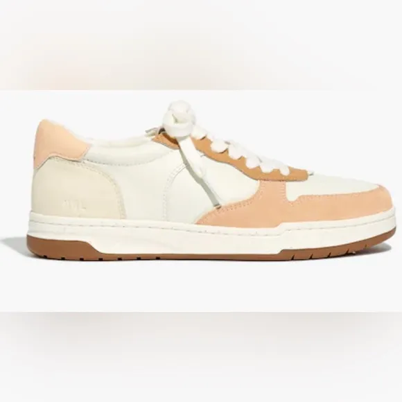 NEW Madewell Court Low-Top Sneakers in Peach Colorblock