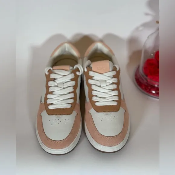 NEW Madewell Court Low-Top Sneakers in Peach Colorblock