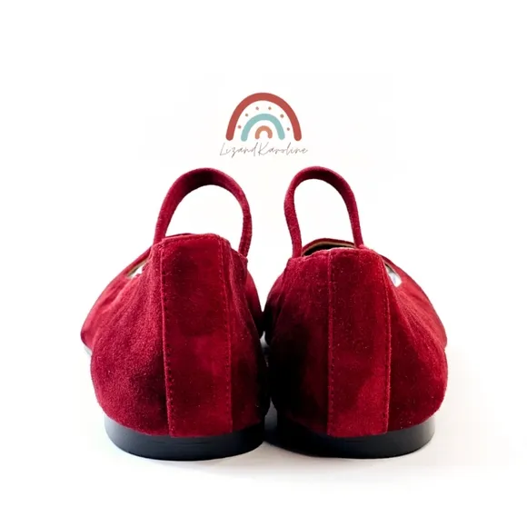 New! Madewell Greta Ballet Ruby Port Leather Suede Flats