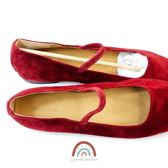 New! Madewell Greta Ballet Ruby Port Leather Suede Flats