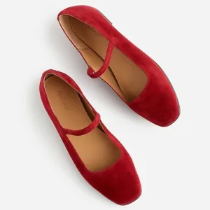 New! Madewell Greta Ballet Ruby Port Leather Suede Flats