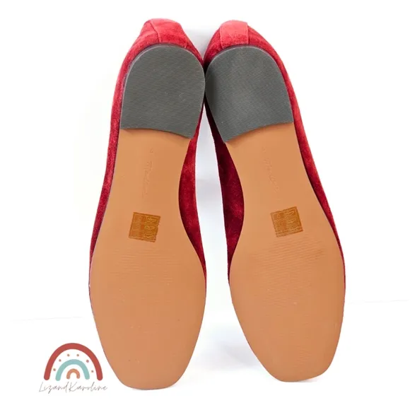New! Madewell Greta Ballet Ruby Port Leather Suede Flats