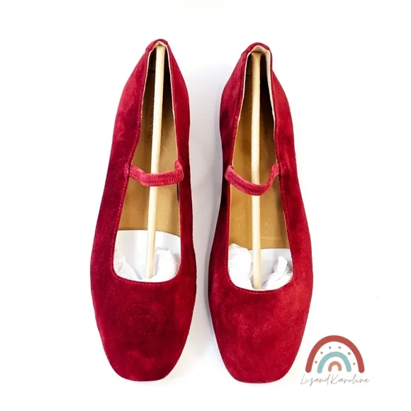 New! Madewell Greta Ballet Ruby Port Leather Suede Flats