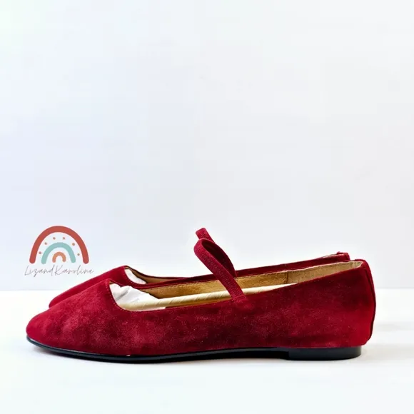 New! Madewell Greta Ballet Ruby Port Leather Suede Flats