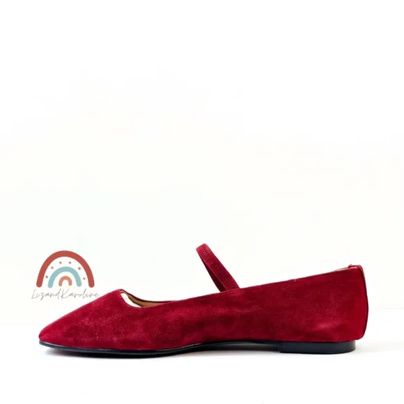 New! Madewell Greta Ballet Ruby Port Leather Suede Flats