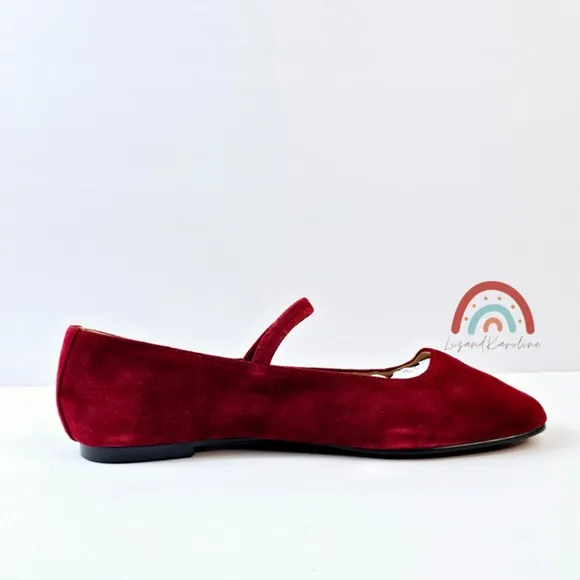 New! Madewell Greta Ballet Ruby Port Leather Suede Flats