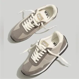 NEW Madewell League Sneakers in Washed Nubuck Leather &amp; Mesh Gray size women’s 7