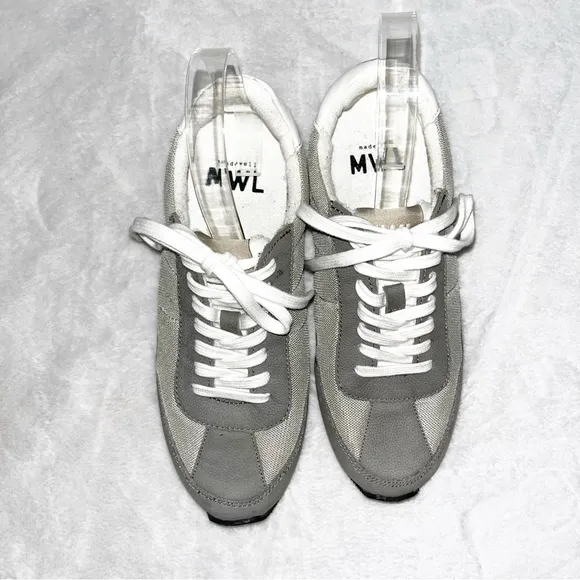 NEW Madewell League Sneakers in Washed Nubuck Leather &amp; Mesh Gray size women’s 7