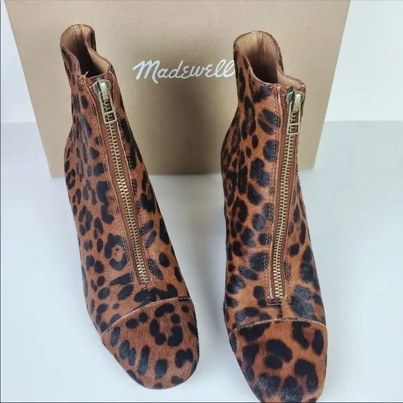 New Madewell leopard zip booties 6.5 5.5