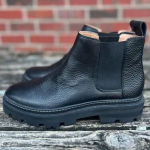 New Madewell Paulette Short Chelsea - Pebbled True Black Leather Boots Size 8